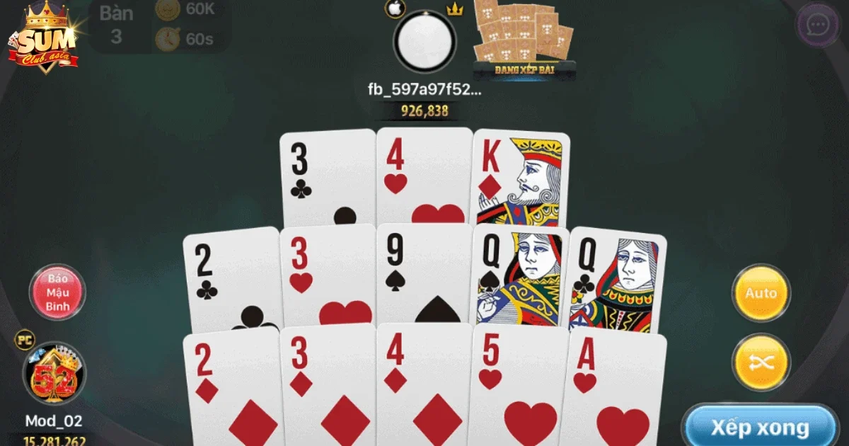 Game Bài Mậu Binh SUMCLUB - Hấp Dẫn Nhờ Sự Tính Toán 4 Quản Lý Chiến Lược Xếp Bài Để Đạt Điểm Cao Nhất